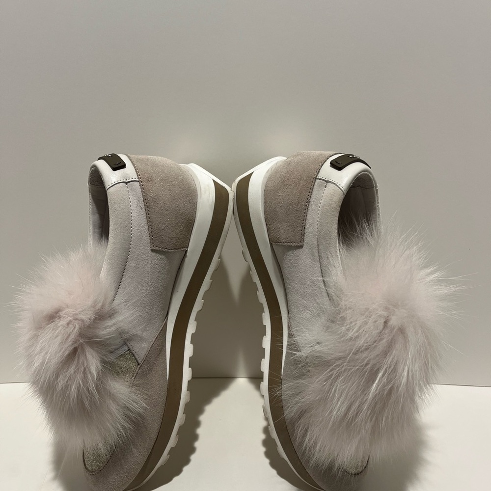 Peserico Gray Suede Faux Fur-Trimmed Chunky Sneakers (41, US 11 - RUNS SMALL) - Picture 7 of 14